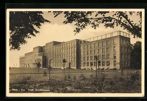 AK Fürth i. Bay., Partie am Städt. Krankenhaus