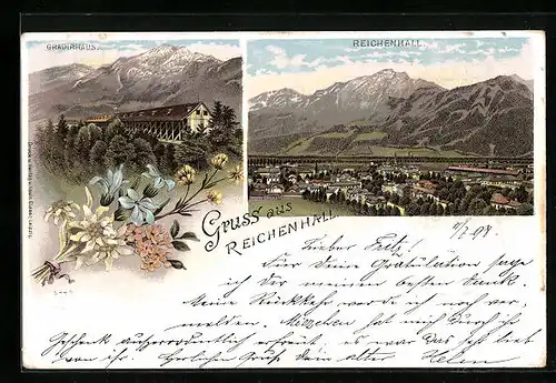 Lithographie Reichenhall, Gesamtansicht, Gradirhaus