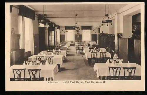 AK München, Hotel Paul Heyse, Paul-Heyse-Strasse 22, Restaurant von Innen