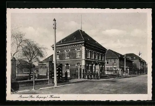 AK Borna /Bez. Leipzig, Blick auf Kaserne
