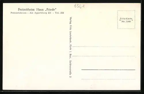 AK Pommelsbrunn, Freizeitheim Haus Friede, Am Appelsberg 201
