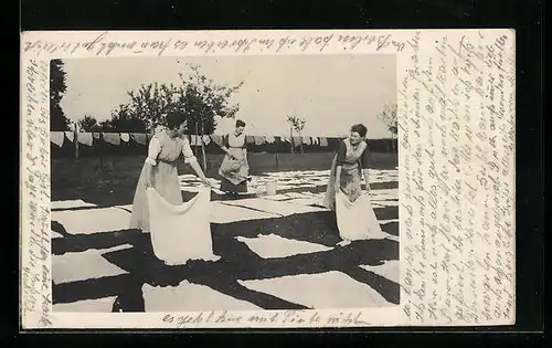 Foto-AK Waschfrauen bei der Arbeit