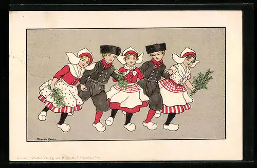 Künstler-AK Florence Hardy: Tanzende Holländer und Holländerinnen