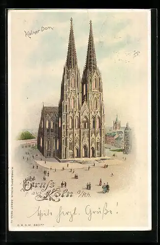 Lithographie Köln, Kölner Dom, Halt gegen das Licht