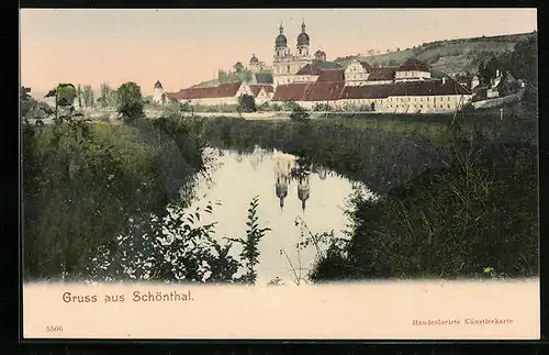AK Schönthal, Panoramablick auf die Abtei