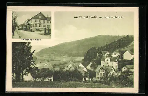 AK Michelbach i. Nassau, Hotel-Pension Deutsches Haus, Aartal mit Partie zur Nixenschlucht