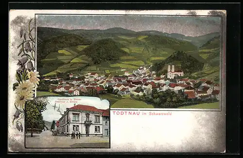 Lithographie Todtnau im Schwarzwald, Gasthaus zum Bären, Teilansicht