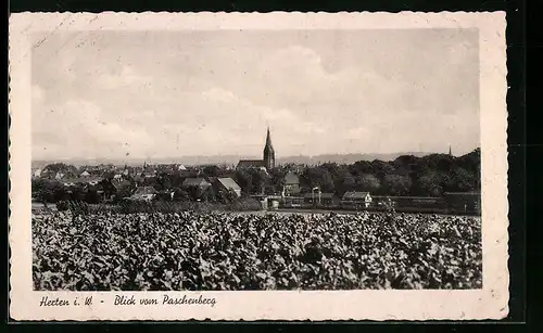 AK Herten i. W., Blick vom Paschenberg auf den Ort mit Kirche