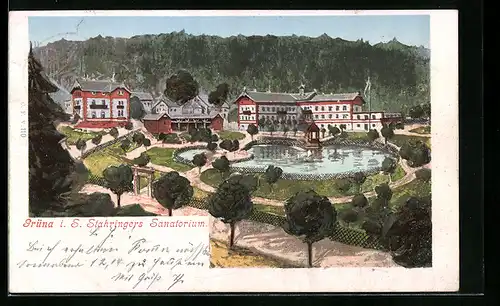 Künstler-AK Grüna i. S., Stahringers Sanatorium