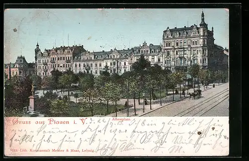 AK Plauen i. V., Partie am Albertplatz