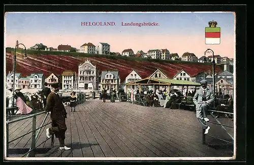 AK Helgoland, Ortsansicht von der Landungsbrücke aus