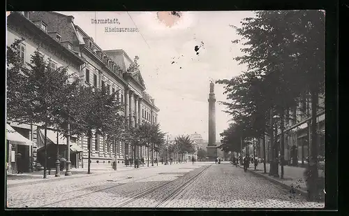 AK Darmstadt, Blick in die Rheinstrasse