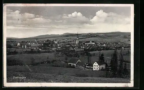 AK Fladungen, Blick von der Bergwiese auf den Ort