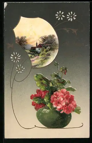 AK Idyllische Landschaft mit Blumen