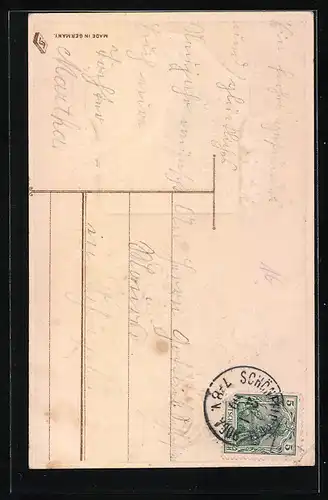 AK Uhr mit glückbringendem Hufeisen, Prosit Neujahr