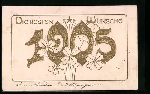 AK Jahreszahl 1905 mit Kleeblättern