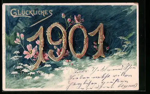 AK Jahreszahl 1901 mit Blumen