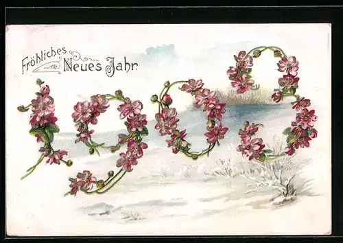 AK Neujahrsgruss, Jahreszahl 1903 aus Blumen