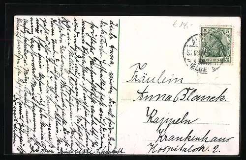 AK Jahreszahl 1908 mit Kleeblättern