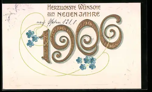 AK Jahreszahl 1906 mit Vergissmeinnicht