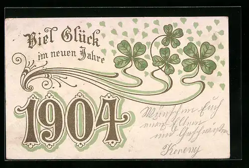 AK Jahreszahl 1904 mit Kleeblättern