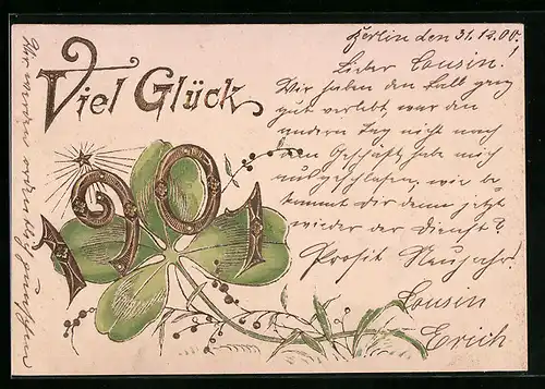 AK Jahreszahl 1901 mit Kleeblatt