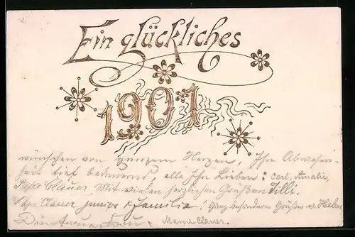 AK Jahreszahl 1901 mit Blumen
