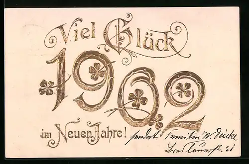 AK Jahreszahl 1902, Viel Glück im neuen Jahre