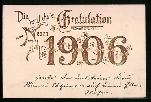 AK Jahreszahl 1906, Gratulation