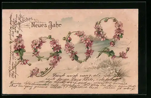 AK Jahreszahl 1902 aus Blüten