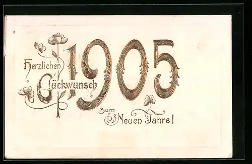 AK Jahreszahl 1905 mit Blüten