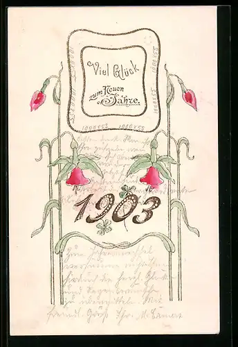 AK Jahreszahl 1903 mit Blumen