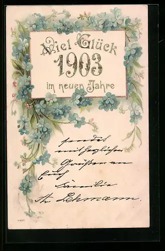 AK Viel Glück im neuen Jahre, Jahreszahl 1903