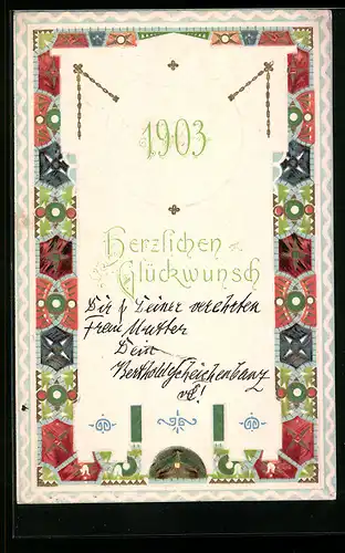 AK Jahreszahl 1903 mit dekorativen Elementen