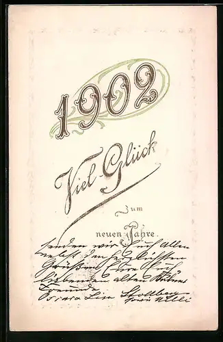 AK Jahreszahl 1902, Viel Glück im neuen Jahre
