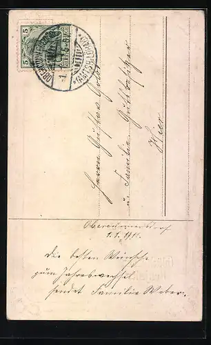 AK Mädchen mit Blumenkorb unter Hufeisen