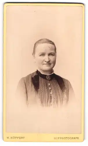 Fotografie W. Höffert, Dresden, See-Str. 21, Bürgerliche Dame mit Kragenbrosche