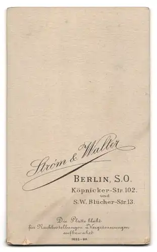 Fotografie Strom & Walter, Berlin, Köpnickerstrasse102, Bürgerlicher mit dunklem Vollbart und Querbinder