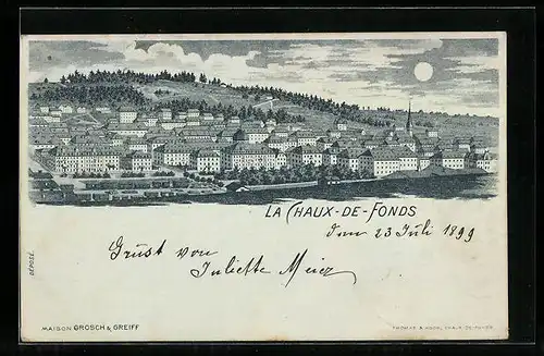 Mondschein-Lithographie La Chaux-de-Fonds, Teilansicht