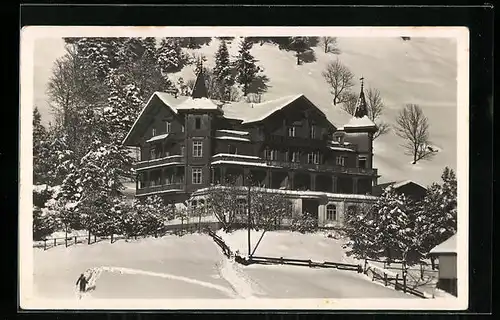 AK Adelboden, Hotel Bellevue im Schnee