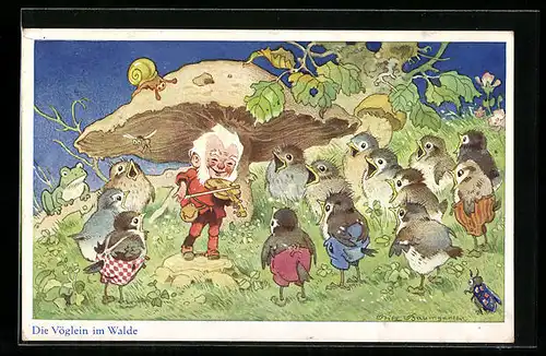 Künstler-AK Fritz Baumgarten: Die Vöglein im Walde, Zwerg