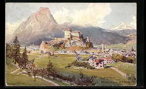 Künstler-AK Edward Harrison Compton: Kufstein, Panorama mit Pendling und Brünnstein