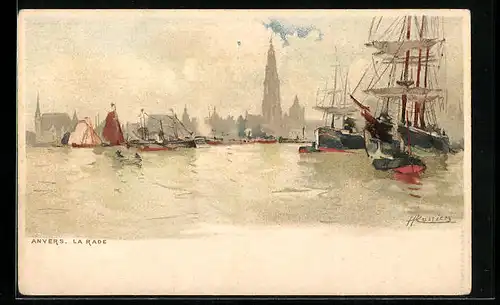 Künstler-AK Henri Cassiers: Anvers, La Rade
