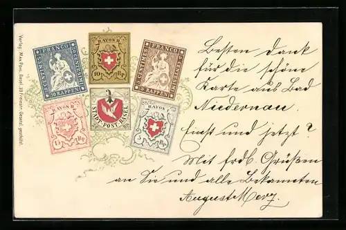Lithographie Lokale Briefmarken der Schweiz, Ornamente