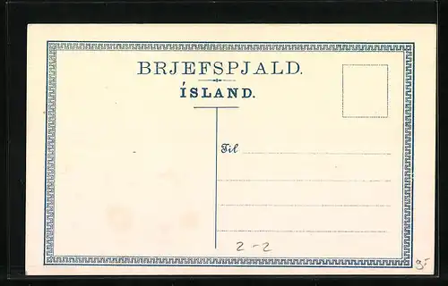 AK Island, Briefmarken, Landkarte und Wappen