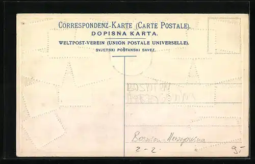 Präge-AK Bosnien-Herzegowina, Briefmarken und Wappen