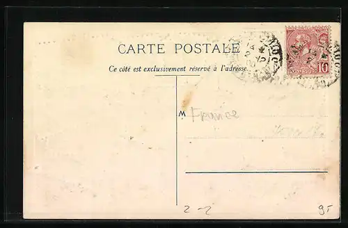 Präge-AK Briefmarken und Wappen Frankreichs, Flagge