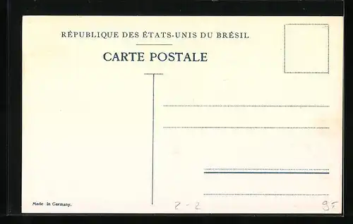 AK Briefmarken, Landkarte und Fahne Brasilien, Ehrenkranz