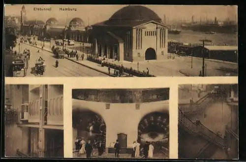 AK Hamburg-St. Pauli, Elbtunnel, Innenansichten