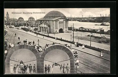 AK Hamburg-Steinwärder, Elbtunnel, Innenansicht